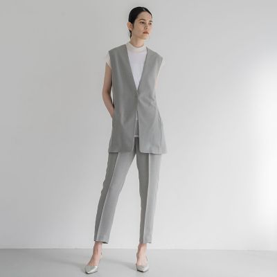 メランジツイルタックテーパードパンツ≪洗濯機で洗える／セットアップ対応≫