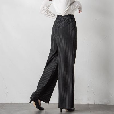 ピンストライプストレッチパンツ≪洗濯機で洗える／防シワ