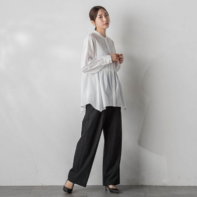ピンストライプストレッチパンツ≪洗濯機で洗える／防シワ