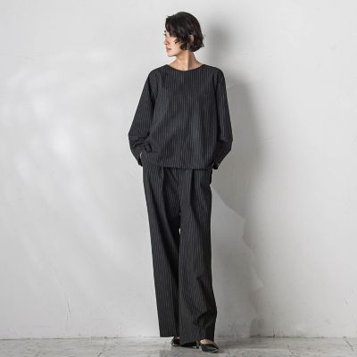 ピン⭐︎セットアップ☆新品 ピンストライプストレッチパンツ≪洗濯機で洗える／防シワ
