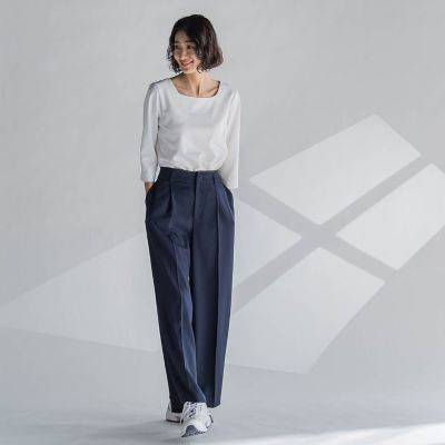 麻調ワイドパンツ≪洗濯機で洗える≫