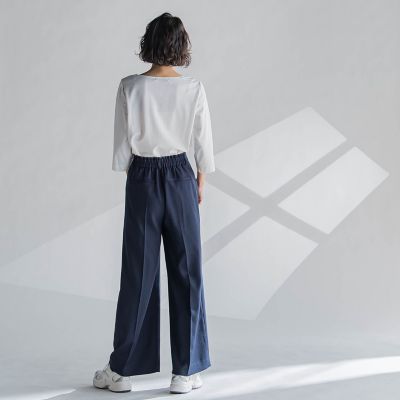 麻調ワイドパンツ≪洗濯機で洗える≫