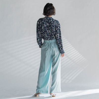 麻調ワイドパンツ≪洗濯機で洗える≫
