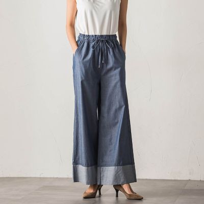 la.f...（Women）/ラ エフ 【ｂｉｙｏｒｉ】ダンガリーワイドパンツ≪手洗い可能≫
