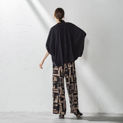 【ＷＥＢ限定】配色スカーフプリントワイドパンツ≪手洗い可能≫