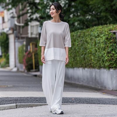 パッチポケットワイドパンツ≪洗濯機で洗える≫
