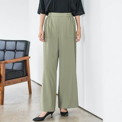パッチポケットワイドパンツ≪洗濯機で洗える≫