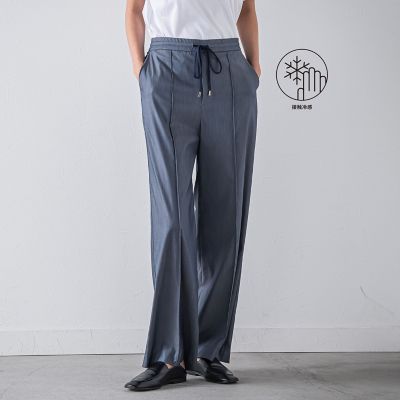 ＜la.f...（Women）＞【ＷＥＢ限定】デニム見えシャンブレーワイドパンツ≪洗濯機で洗える≫