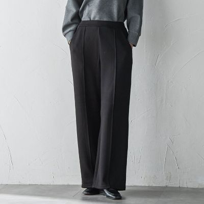 ブラック ワイドパンツ WEB限定】”もっちり素材”ダンボールワイドパンツ≪手洗い可能