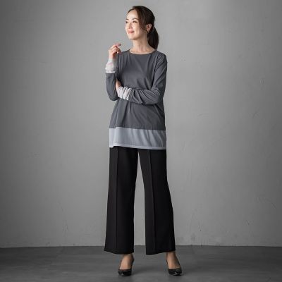 WEB限定】”もっちり素材”ダンボールワイドパンツ≪手洗い可能