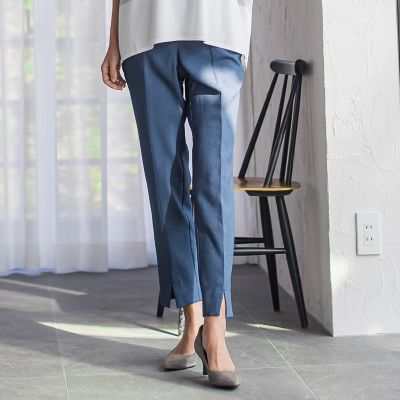 la.f...（Women）/ラ エフ 【ＷＥＢ限定】&ldquo;美脚デニム見え&rdquo;裾スリットテーパードパンツ