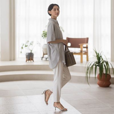 極・名品パンツ】シェルタリングテーパードパンツ | la.f (Women