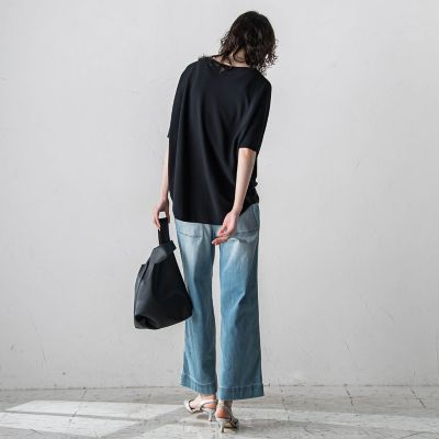 ドルマンスリーブ半袖ニット≪手洗い可能／吸放湿性≫