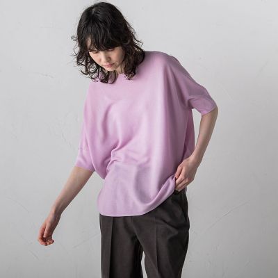 ドルマンスリーブ半袖ニット≪手洗い可能／吸放湿性≫