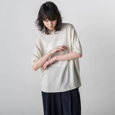 ドルマンスリーブ半袖ニット≪手洗い可能／吸放湿性≫