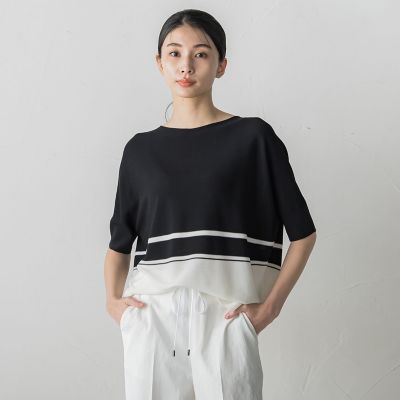 ドルマンスリーブ半袖ニット≪手洗い可能／吸放湿性≫