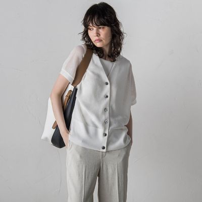 片畦ニットジレ 片畦サマーニットジレ≪手洗い可能／防しわ≫ | la.f（Women