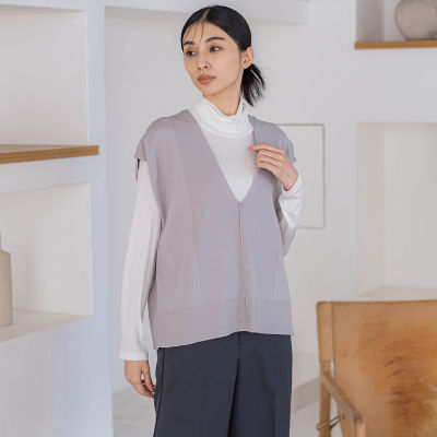 ＜la.f...（Women）＞Ｖネックニットベスト≪手洗い可能≫