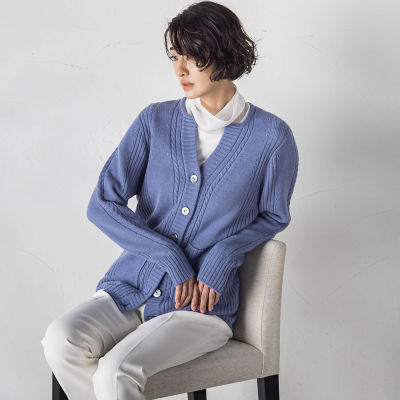 KARLKARLキーネックカーディガン≪手洗い可能≫ | la.f