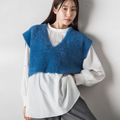 【カタログ掲載】シャギーニットベスト≪手洗い可能≫