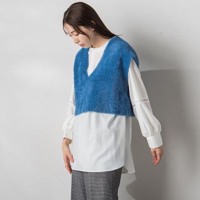 【カタログ掲載】シャギーニットベスト≪手洗い可能≫