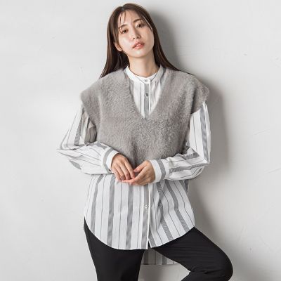 【カタログ掲載】シャギーニットベスト≪手洗い可能≫