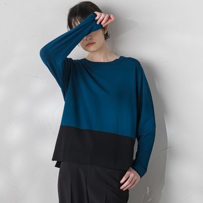 la.f...（Women）/ラ エフ 配色ブロッキングニット≪手洗い可能≫
