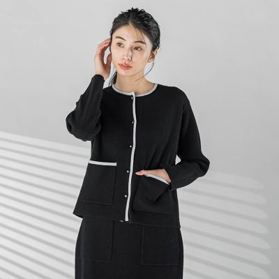 ＜la.f...（Women）＞配色トリムニット≪手洗い可能≫