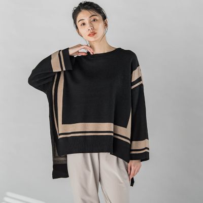 ＜la.f...（Women）＞【ＷＥＢ限定】スクエアラインニット≪手洗い可能≫