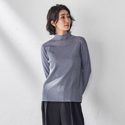 ＜la.f...（Women）＞シアーモックネックニット≪手洗い可能≫