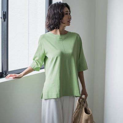 Ｔシャツ風ニットプルオーバー≪手洗い可能≫