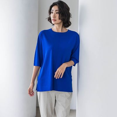 ＜la.f...（Women）＞Ｔシャツ風ニットプルオーバー≪手洗い可能≫