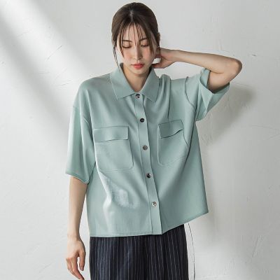 ポケット付き襟ニット≪手洗い可能≫