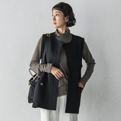 後姿もこなれ感”スポンディッシュニットジレ≪手洗い可能≫ | la.f