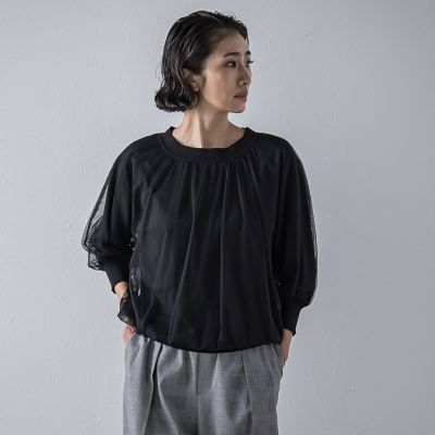 一枚で簡単に”シアーレイヤードニット≪手洗い可能≫ | la.f