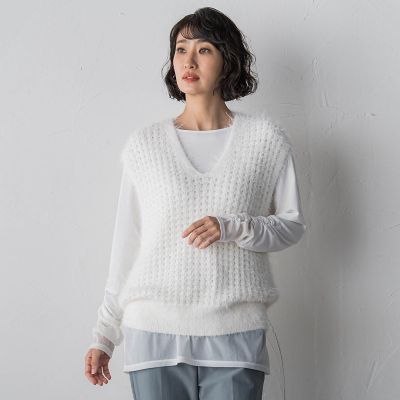 ＜la.f...（Women）＞透かしフェザーニットジレ