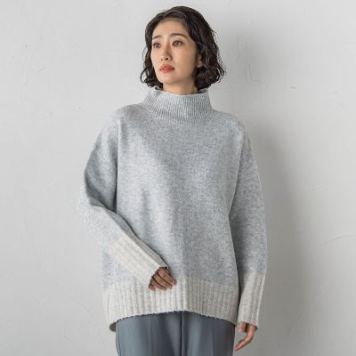 ＜la.f...（Women）＞【ＷＥＢ限定】”ふんわり配色の”もっちりハイネックニット