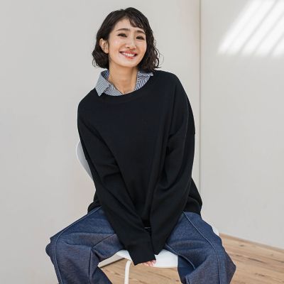 la.f...（Women）/ラ エフ "3コーデが叶う2点セット"ニット×シャツ&#8810;手洗い可能&#8811; 04ブラック トップス【三越伊勢丹/公式】