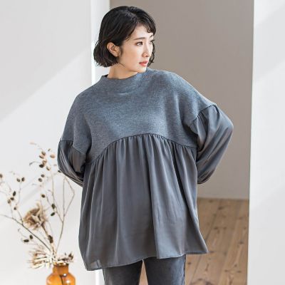 ＜la.f...（Women）＞【ＷＥＢ限定】”１枚でサマになる”ふんわりドッキングニット