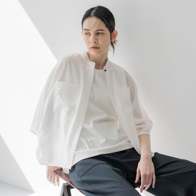 ＜la.f...（Women）＞シアーバンブータンブラーブラウス≪洗濯機で洗える≫
