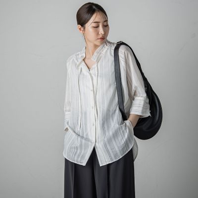 セミシアーストライプブラウス≪洗濯機で洗える≫
