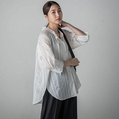 セミシアーストライプブラウス≪洗濯機で洗える≫