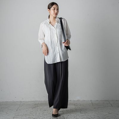 セミシアーストライプブラウス≪洗濯機で洗える≫