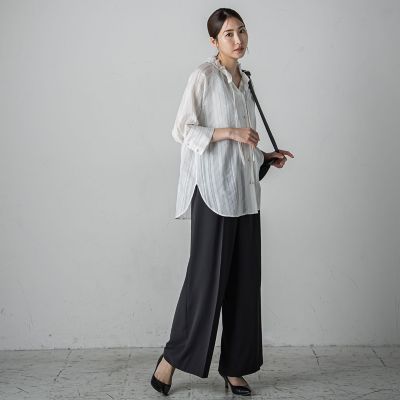 セミシアーストライプブラウス≪洗濯機で洗える≫