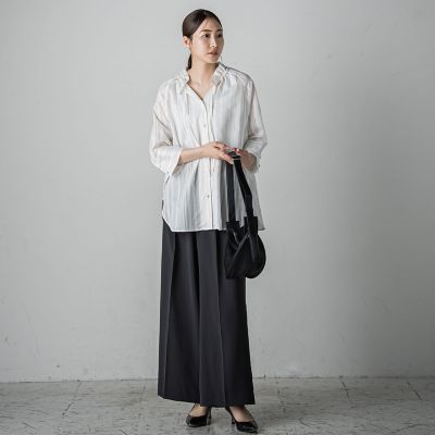 セミシアーストライプブラウス≪洗濯機で洗える≫