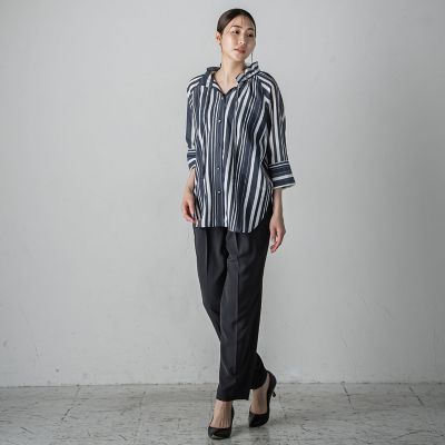 セミシアーストライプブラウス≪洗濯機で洗える≫