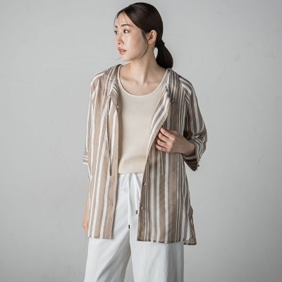 ＜la.f...（Women）＞セミシアーストライプブラウス≪洗濯機で洗える≫