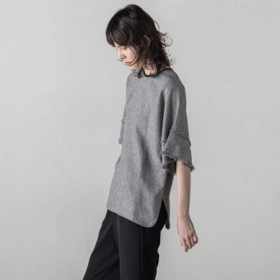 リネンクラッシックブラウス≪手洗い可能／セットアップ対応≫