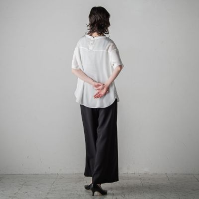 胸ポケットサテンヴィンテージブラウス≪手洗い可能≫