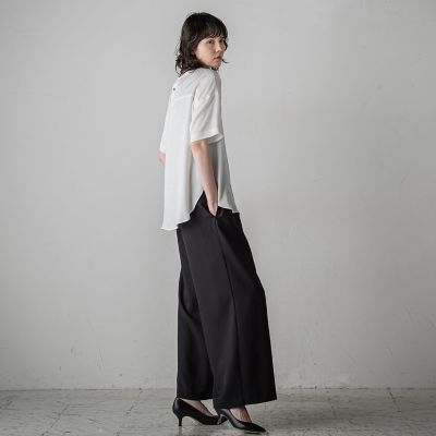 胸ポケットサテンヴィンテージブラウス≪手洗い可能≫